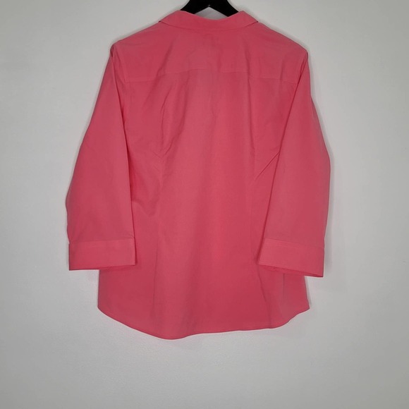 Talbots Shirt Size 16 Pink Button Up Wrinkle Resistant 3/4 Sleeves Work Collar - Picture 2 of 8